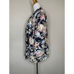 Vintage 90s Floral Blazer Sz Large Lady Carol of NY 3/4 sleeves Blue Photo 2