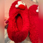 Red fleece Santa slippers Photo 5