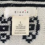 Elodie Intarsia Knit Aztec Waterfall Cardigan Sweater L Mohair Blend Black White Photo 5