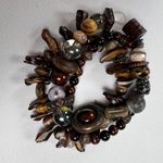 None Handmade Beaded Bracelet Trio Tribal Browns Earth Tones Mixed Materials Photo 1
