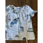 Orchadia Petites White Linen Cotton Blouse Top Tropical Floral Beach Size PS‎ Photo 5