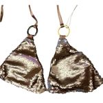 Beach Bunny  Siren's Song Gold Sequin Bikini Top nwt Photo 1