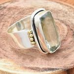 Green Amethyst Vintage Two Tone Band Silver Photo 3