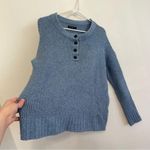American Eagle AEO Jegging Fit Henley Pullover Sweater Solid Blue Nubby Textured Photo 8