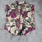 Desigual  Floral Print Button Down‎ Short Sleeve Shirt Top Blouse XL Tropical Photo 8