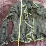Yarns & Stitches Lime Green and Black Basket Weave Rattan Pattern Blazer Size 8 Photo 12