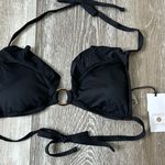 Shade & Shore NWT Swimwear Sz S Black Bikini Top W Ruffle & Metal Ring Photo 4