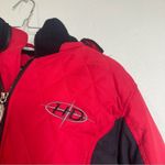 Harley Davidson Womens Small Red Black Quilted Down Feather Jacket Logo Biker Photo 2