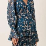 Amur Rhea Silk Maxi Dress Teal Womens Size 10 Blue Photo 0