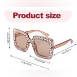 🆕 Women Oversized Rhinestone Sunglasses Square Bling Glasses Tan/Brown🆕 Tan Photo 3