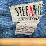 Vintage 1980s Denim Hooded Snap Front Jacket Plaid Trim by Stefano International Blue Size L Photo 8