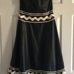 Shoshanna SHOSHANA Ric Rac Black Strapless Cocktail Dress Embroidery Accent Design Size 8 Photo 0