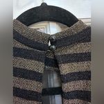 Privy  Striped Metallic Black and Gold Sleeveless Mesh Bodysuit Size Large L Photo 3