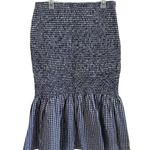 J.Crew Smocked Blue and White Midi skirt in Gingham Print Photo 0