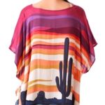 Double D Ranch Sunset Over the Valley Poncho Tunic NWT Orange Size L Photo 2