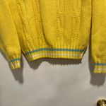 VTG 50s Unisex Sz:L Sportswear Bright Yellow VNeck Cable Knit Preppy Sweater. Size L Photo 5