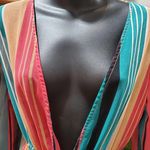 No Boundaries  Womens Multicolor Striped Plunging Neckline Long Maxi Dress Small Photo 1