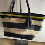 Amanda Blu shoulder bag. Navy & tan strip. Small pouch inside. Cute for Spring! Blue Photo 6