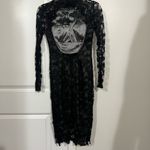 Monique Lhuillier ML Black Metallic Floral Lace Sheath Dress Size 2 US $500 Photo 5