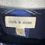 Cloth & Stone Black Blue Plaid Tie Corset Back Long Sleeve Size Small Photo 3