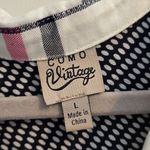 Como vintage  White and Blue Plaid Button-Down Shirt Photo 4