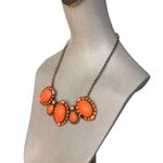J.Crew Signed Orange and Peach Cabochon Rhinestone Necklace Spring Ring Clasp Photo 2