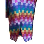 Nina McLemore Womens 100% Silk Blazer Jacket Size 6 Bright Multicolor Checkered Purple Photo 3
