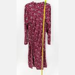 Dual Nature Red Floral Mock Neck Long Sleeve Ruched Midi Dress Size Large Photo 10