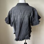 Hayden  Black Ruffle Denim Jacket Photo 4