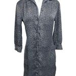 The Limited  100% Silk Gray Geometric Print  Long Sleeve Button Up Shirt Dress 6 Photo 0
