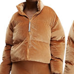 Fabletics  Wander Velour Light Honey Cropped Puffer Jacket Photo 0