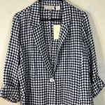 Cynthia Rowley Women’s NWT Linen Gingham Blazer Blue Checkered Size Large Photo 1