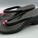 Crocs Womens Black Cabana Wedge Flip Flops Size 10 Black & Pink Photo 0