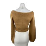 Sage  The Label Tan V Neck Long Balloon Sleeve Knit Cropped Sweater Top Size M Photo 1
