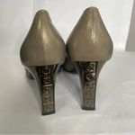 Salvatore Ferragamo Vintage 90s Ferragamo Cap Toe Black Gold Heels Leather Pumps Size 10B Photo 4