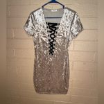 Love j  Crushed Velvet Backless Dress in Silver Photo 1