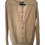 Eddie Bauer  XL Button‎ Front Ruffle Tan Cardigan Photo 0