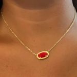 Kendra Scott Red / Gold Elisa Necklace Photo 0