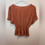 Abercrombie & Fitch Viscose Orange Ruffle Button Short Sleeve Top Size XS Photo 3