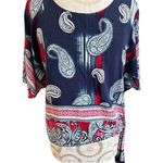Melissa Paige 3/4 Sleeve Paisley Side Tie Blouse Small Photo 0
