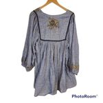 ✨ World Market Denim Blue Striped Embroidered Tunic✨ Size undefined Photo 1