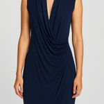 Norma Kamali x Everlast Navy Draped Sleeveless Midi Dress Photo 0