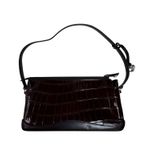 Brighton Croc Embossed Leather Shoulder Bag Dark Brown Zip Top Small D006315 Photo 0