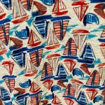 Kenar  Red White Blue Sail Boat Nautical Print Linen Tank Top Size S Photo 1