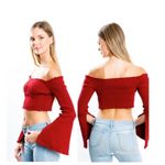 Better Be Red Bell sleeves crop top NEW Photo 3