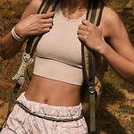 Free People  Movement Ivory Combo Printed In The Wild Baggy Shorts Size Large NWT Photo 0