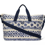 Pink Nation Sherpa Fleece Duffel Bag Travel Weekend Blue Fair Isle Print Photo 0