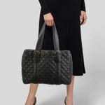 Michael Kors Black Leather Quilted Tote Photo 0