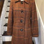 Chadwick's Burned Orange Tartan Plaid Tweed 3/4 Length Wool Coat Sz 8 Photo 0