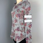 Almost Famous Women's Floral Print Long Sleeve Hooded Sweatshirt Gray Size M Photo 1